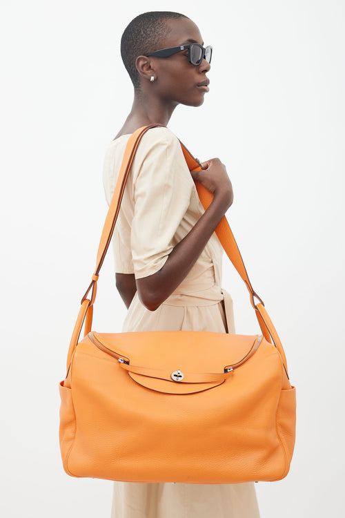 Hermès 2008 Orange Clemence Leather Lindy Voyage 45  Bag