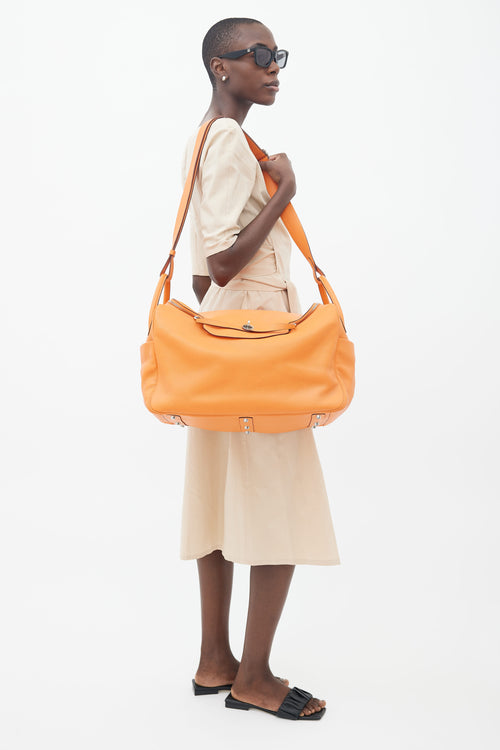 Hermès 2008 Orange Clemence Leather Lindy Voyage 45  Bag