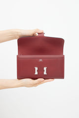 Hermès 2016 Bordeaux Box & Palladium Constance Wallet