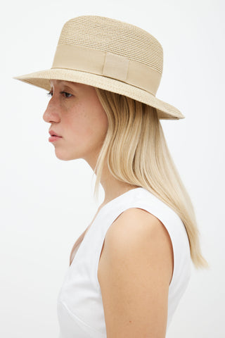 Hermès Beige Isola Tresse Papier Fedora Hat