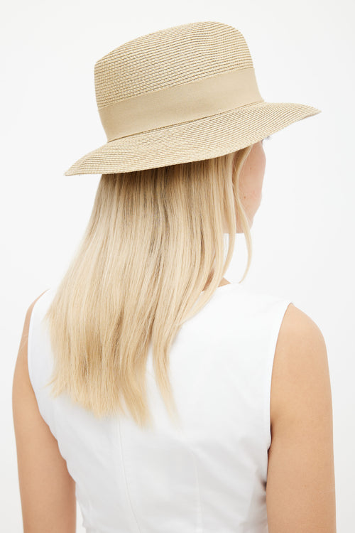 Hermès Beige Isola Tresse Papier Fedora Hat