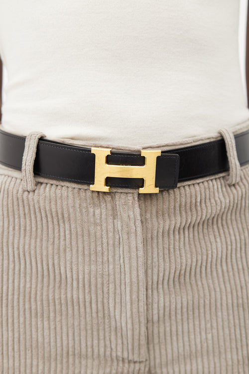 Hermès Black & Brown H Guillochee Belt
