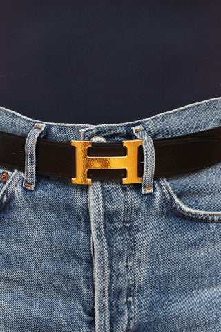 Hermès Brown & Black Martelee Reversible Belt