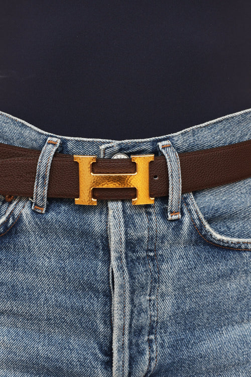 Hermès Brown & Black Martelee Reversible Belt