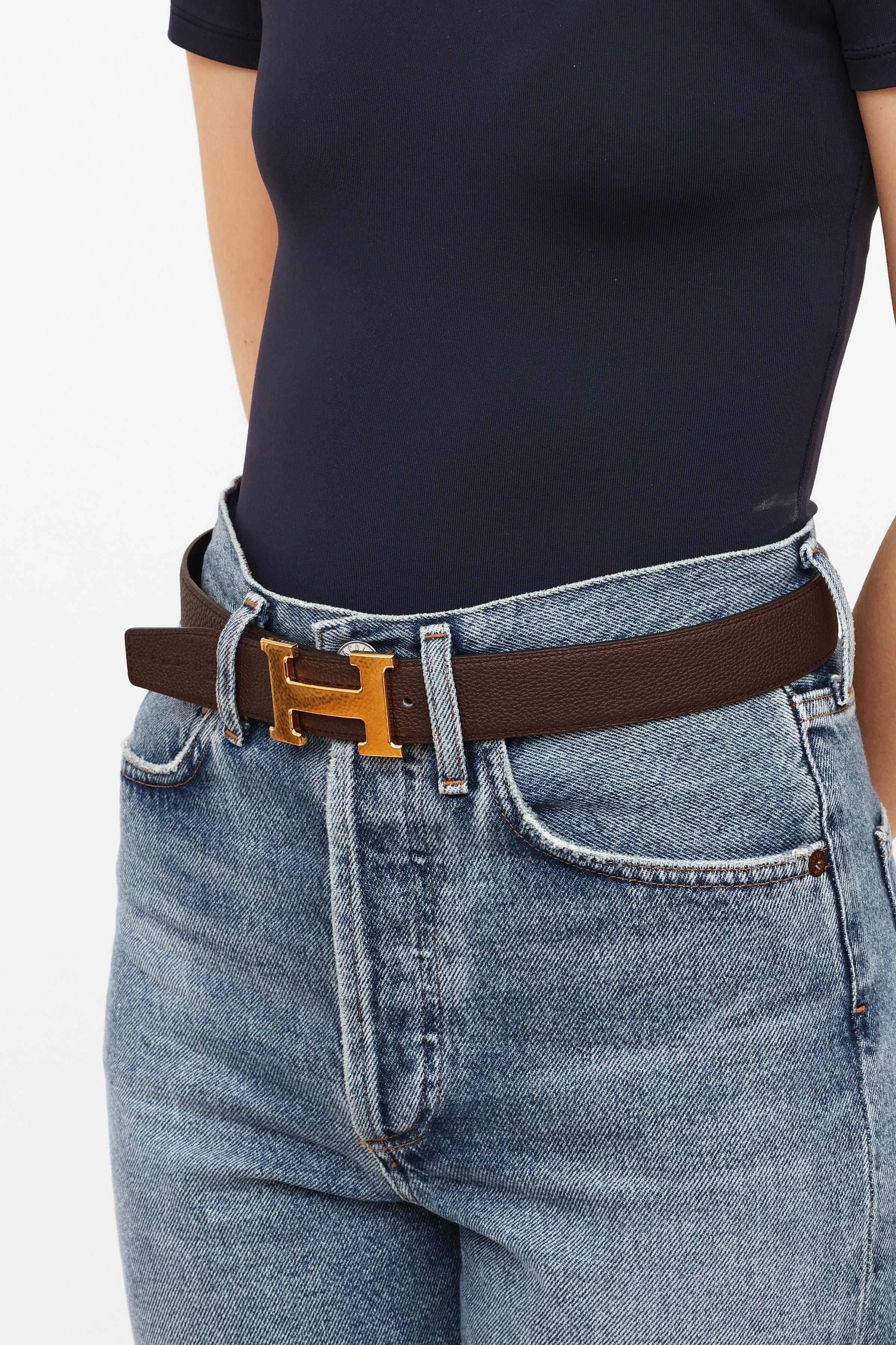 Hermès // Brown & Black Leather Reversible H Buckle Belt – VSP Consignment