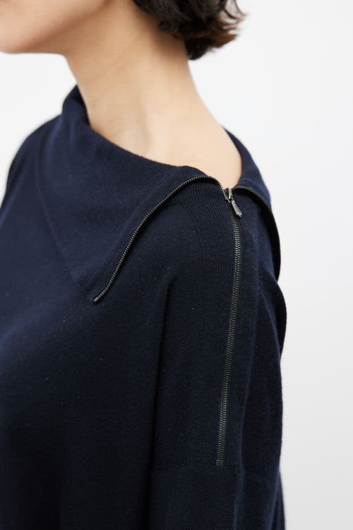 Hermès Black Cashmere Zip Short Sleeve Sweater