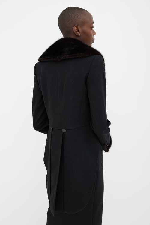 Hermès Black Fur Collar Tail Coat