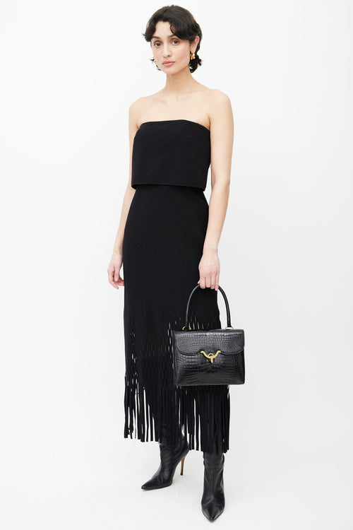 Hermes Black Shiny Textured Vasco Bag