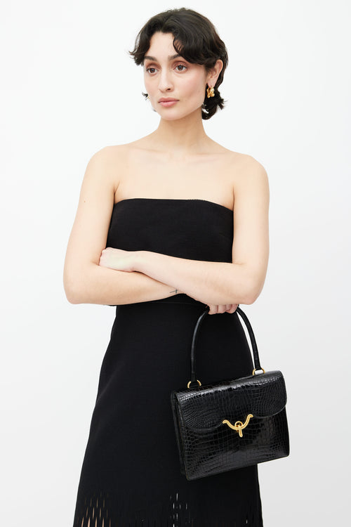Hermes Black Shiny Textured Vasco Bag