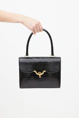 Hermes Black Shiny Textured Vasco Bag