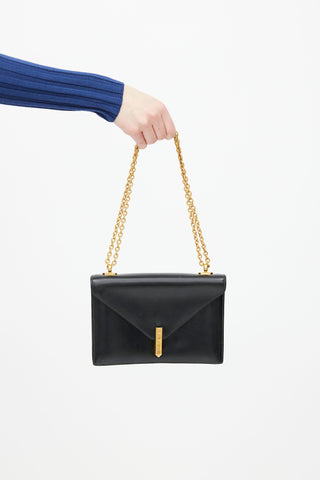 Hermes Black Leather & Gold-Tone Chain Alcazar Shoulder Bag