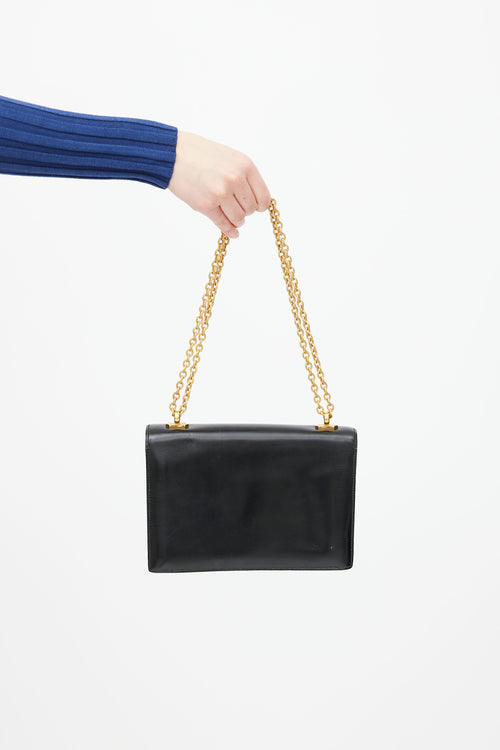 Hermes Black Leather & Gold-Tone Chain Alcazar Shoulder Bag