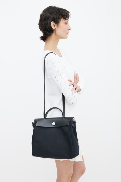 Hermès Black Canvas & Leather 31 Herbag PM Two-Way Shoulder Bag