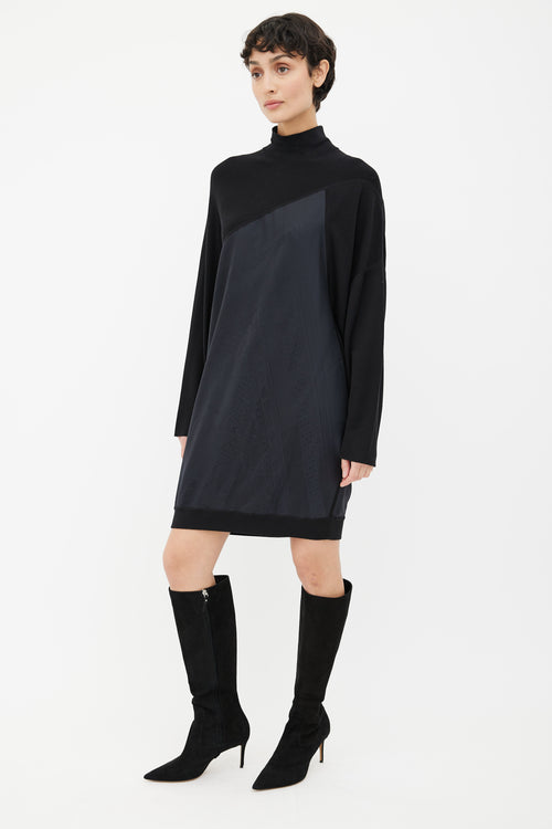 Hermès Black Knit Jacquard Turtleneck Dress
