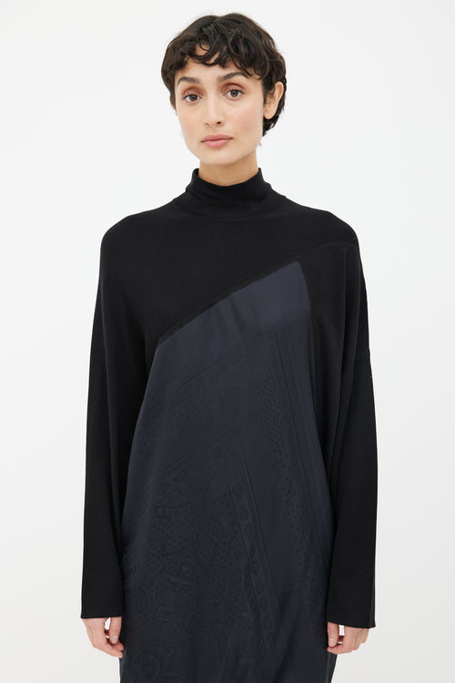 Hermès Black Knit Jacquard Turtleneck Dress