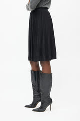 Hermès Black Pleated Logo Skirt