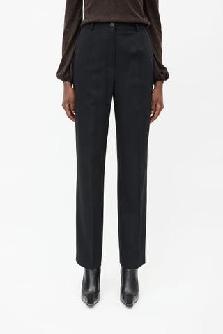 Hermès Black Pleated Wool Trouser