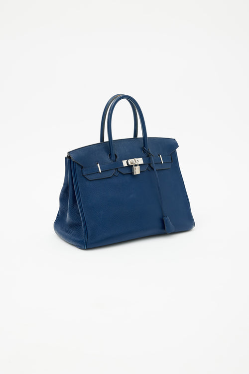 Hermès 2010 Bleu de Malte Clemence Birkin 35 Bag