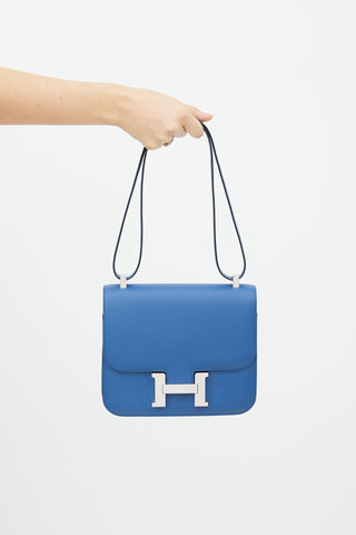 Hermès Blue Epsom Leather Constance  Shoulder Bag