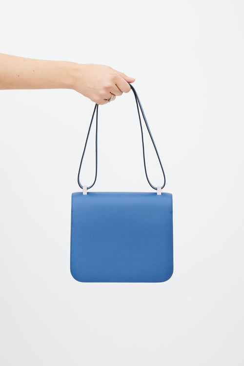 Hermès Blue Epsom Leather Constance  Shoulder Bag