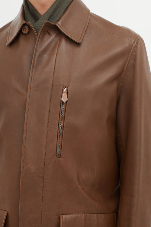 Hermès Brown Leather Jacket