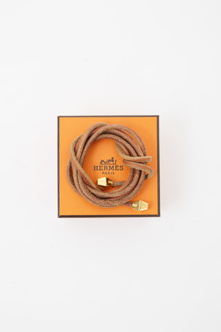 Hermès Brown Leather & Gold-Tone Tip Cord Belt