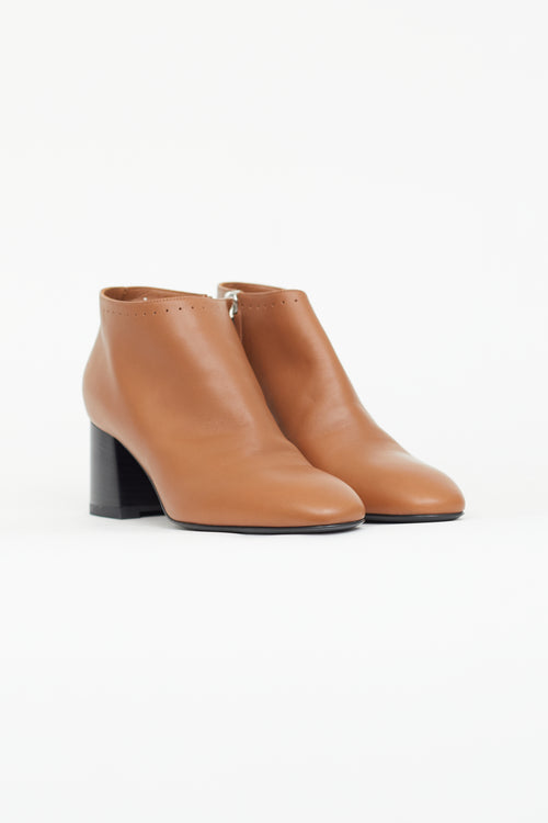 Hermès Brown Tornade Leather Low Ankle Boot