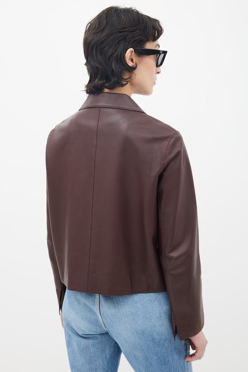 Hermès Burgundy Leather Short Jacket