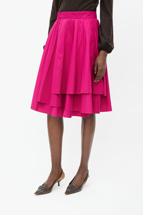 Hermès Fuchsia Pleated Wrap Skirt