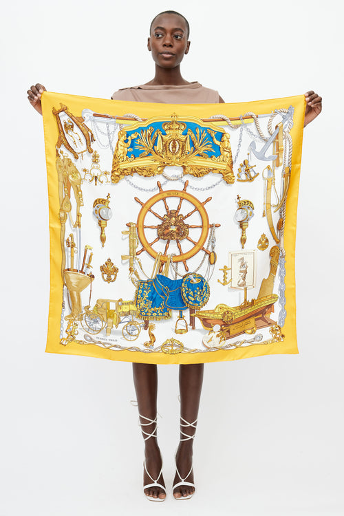 Hermès Yellow & Multi Musée 90 Print Scarf
