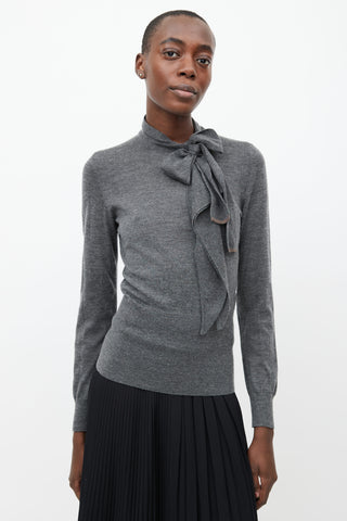Hermès Grey Asymmetrical Cashmere  Turtleneck