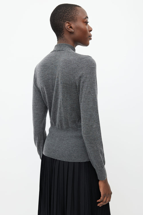 Hermès Grey Asymmetrical Cashmere  Turtleneck