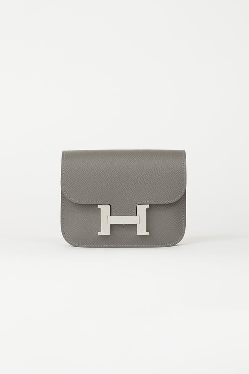 Hermès Grey & Silver Constance Slim Wallet