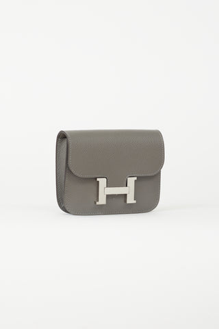 Hermès Grey & Silver Constance Slim Wallet