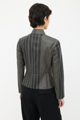 Hermès Grey & Black Leather Moto Jacket