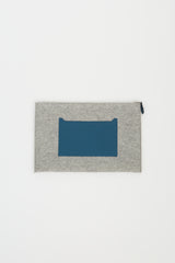Hermès Grey Felt & Blue Leather Toodoo Pouch