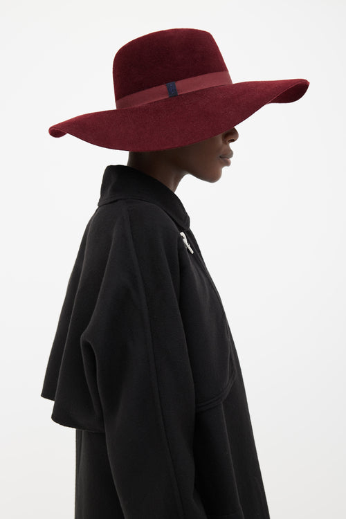 Hermès Maroon Felt Wide Brim Hat