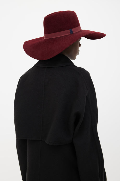 Hermès Maroon Felt Wide Brim Hat