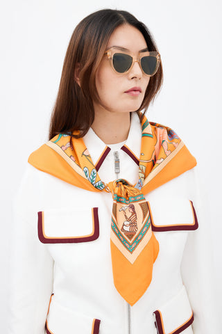 Hermès Orange & Multicolor Silk Persepolis Scarf