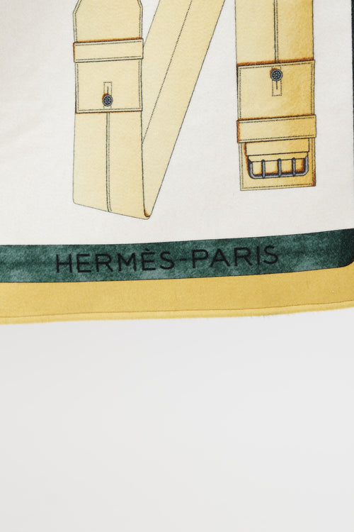 Hermès Multicolor Cashmere & Silk Blend Equestrian Graphic Blanket