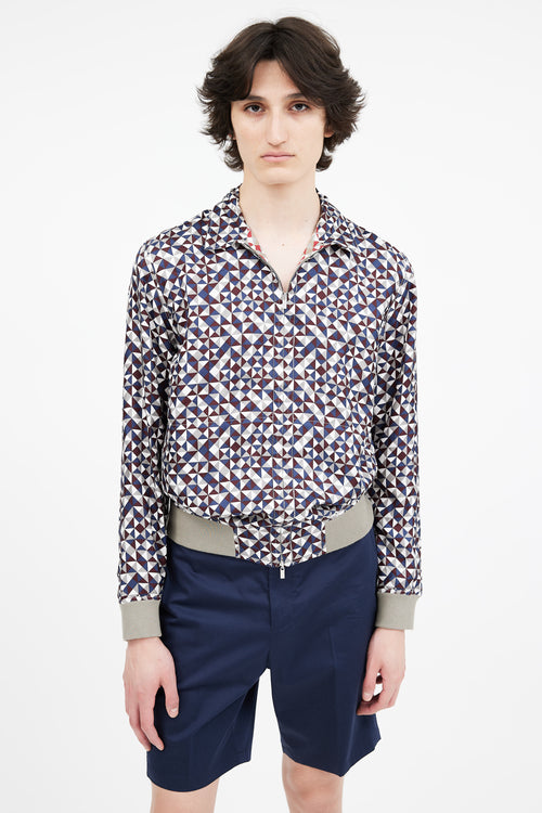 Hermès Multicolor Silk Print Reversible Jacket