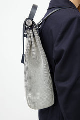 Hermès Navy & White Canvas Herbag PM Leather Backpack