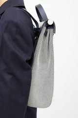 Hermès Navy & White Canvas Herbag PM Leather Backpack