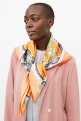Hermès Orange & Multi Paperoles 90 Print Scarf