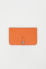 Hermès Orange Clemence Leather Dogon Travel Wallet