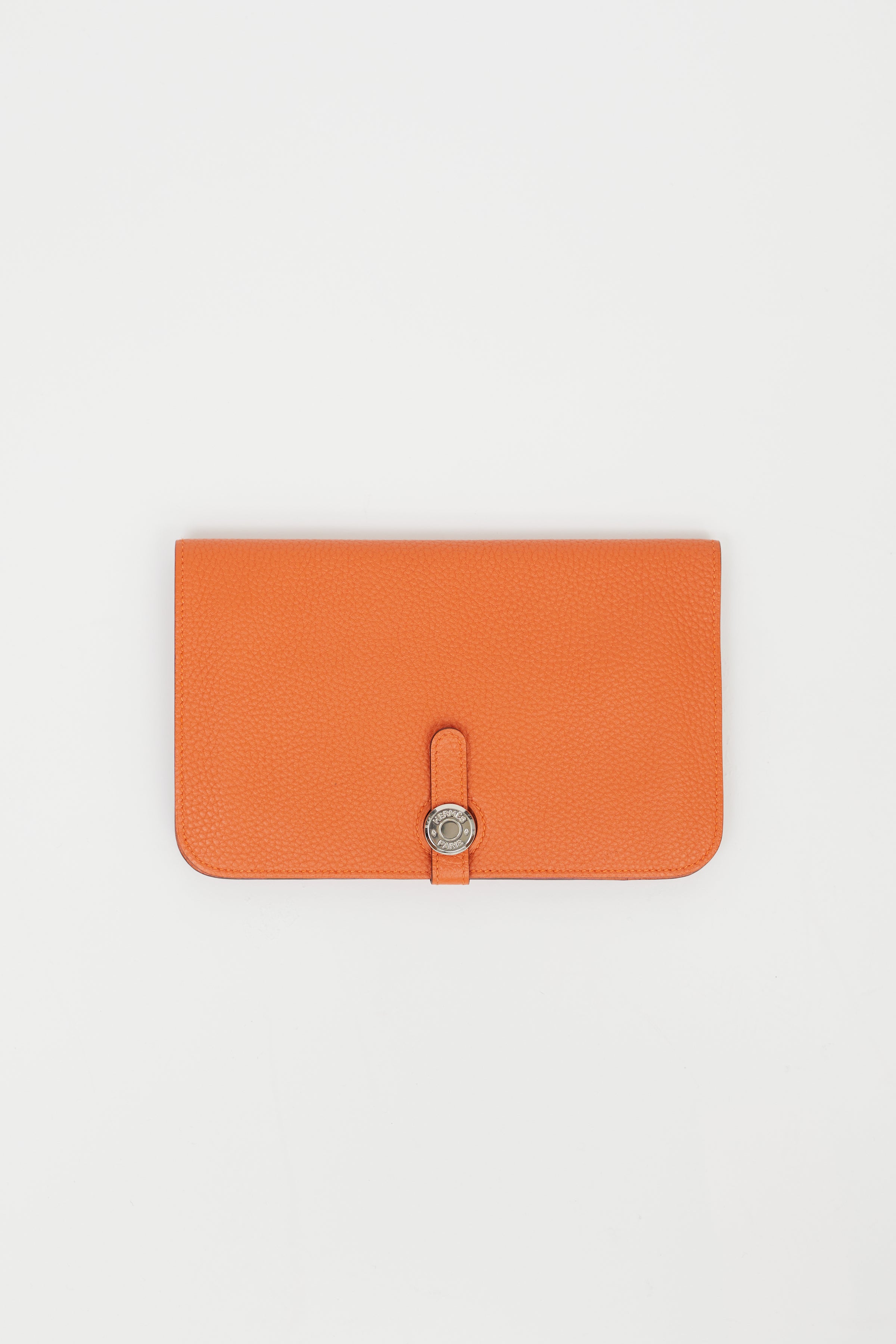 Hermes Orange Leather Dogon Wallet Hermes