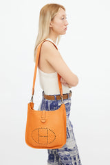 Hermès Orange Clemence Leather Evelyn Togo PM Shoulder Bag
