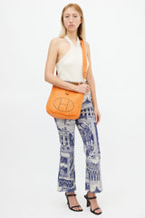 Hermès Orange Clemence Leather Evelyn Togo PM Shoulder Bag