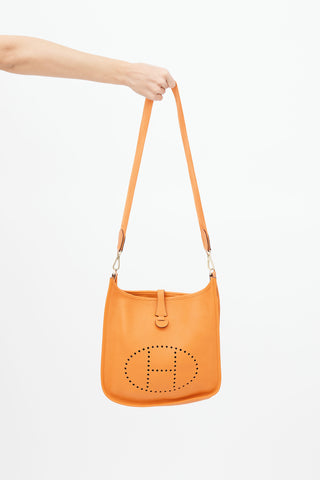Hermès Orange Clemence Leather Evelyn Togo PM Shoulder Bag