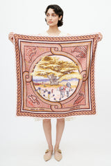 Hermès Pink & Multi Sous Le Cedre 90 Print Scarf
